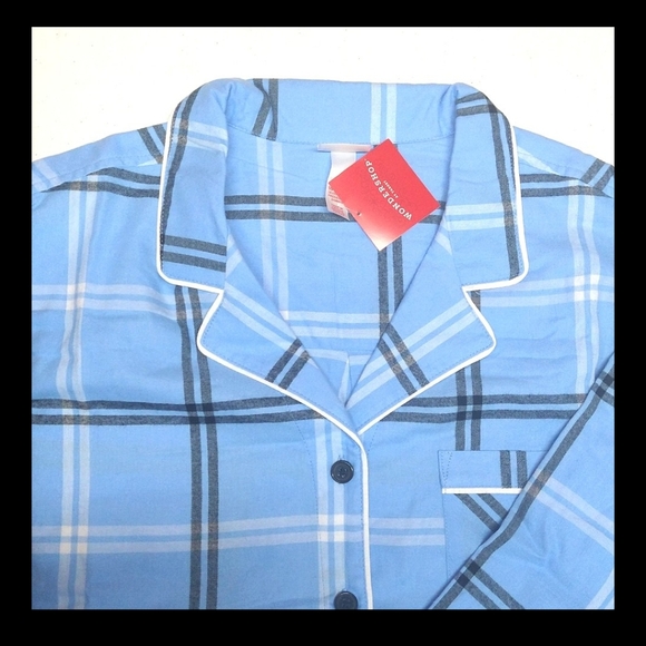 NEW! Women's Plaid Flannel 2pc Pajama Set, Blue - Wondershop Holiday - Picture 3 of 16
